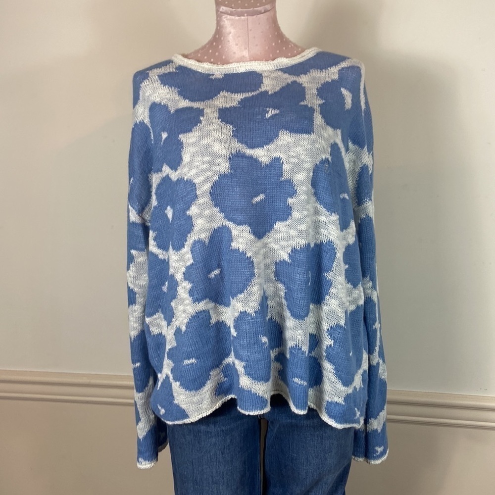 FLOWER sweater blue/white lightweight - Picture 4 of 6